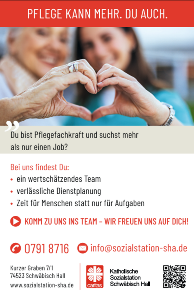Jobs bei der Sozialstation Schwäbisch Hall